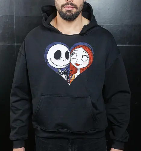 Love Never Dies - love never dies, dark love art, alternative romance, gothic couple, eternal love, romantic illustration, spooky love, outsider love - Cropped Hoodie