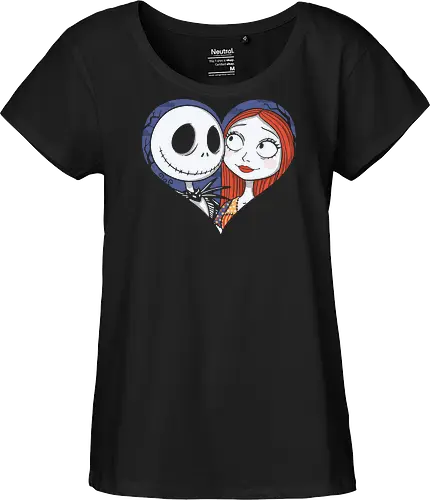 Love Never Dies - love never dies, dark love art, alternative romance, gothic couple, eternal love, romantic illustration, spooky love, outsider love - Fairtrade Girl Shirt