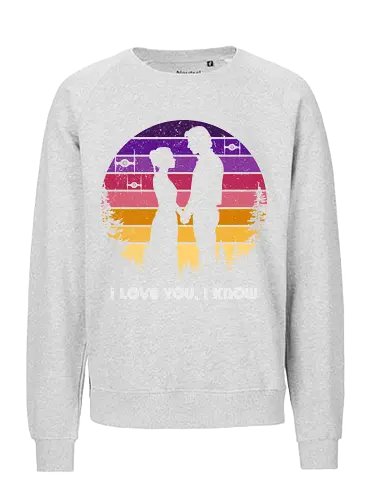 I love you, I know - love, valentines day, retro, vintage, movies, 80s films, galaxy, stars, valentine, heart - Fairtrade Sweatshirt