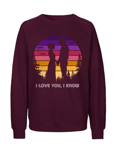 I love you, I know - love, valentines day, retro, vintage, movies, 80s films, galaxy, stars, valentine, heart - Fairtrade Sweatshirt
