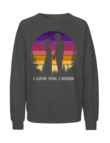 I love you, I know - love, valentines day, retro, vintage, movies, 80s films, galaxy, stars, valentine, heart - Fairtrade Sweatshirt