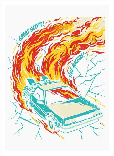Retro Time Machine DeLorean Pop Art