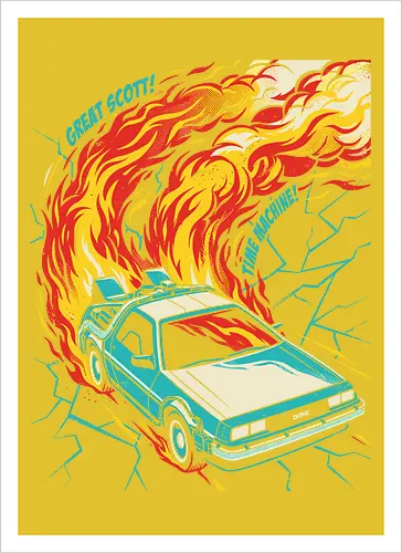 Retro Time Machine DeLorean Pop Art