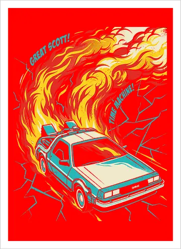Retro Time Machine DeLorean Pop Art