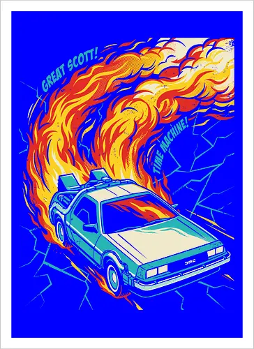 Retro Time Machine DeLorean Pop Art