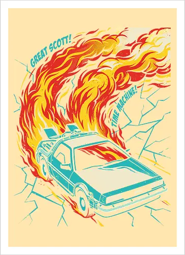 Retro Time Machine DeLorean Pop Art