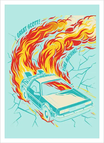 Retro Time Machine DeLorean Pop Art