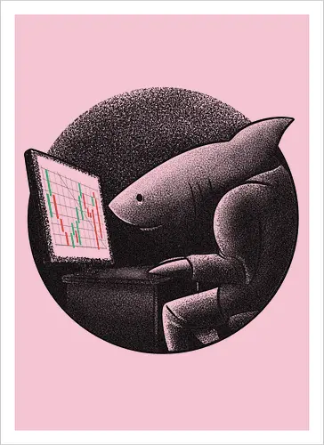 Business-Shark mit Computer