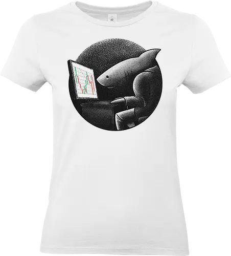 Business-Shark mit Computer - hai, business hai, computer hai, büro humor, startup, unternehmer, nerd shirt, lustig, cartoon hai, arbeit, gamer, tech, büro outfit, geschenkidee, t shirt design - Standard T-Shirt (Women)