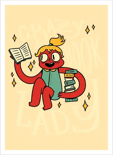 verrückte Bücherfrau