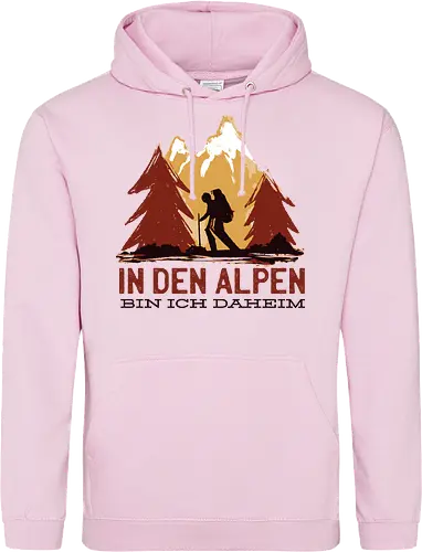 Wandern Glück – Vintage Berge Sonnenaufgang Illustration