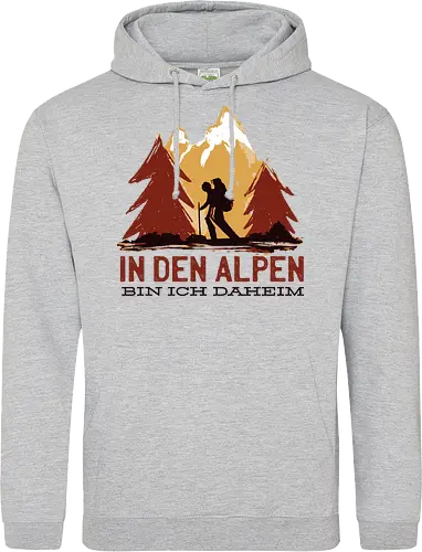 Wandern Glück – Vintage Berge Sonnenaufgang Illustration