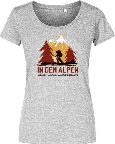 Wandern Glück – Vintage Berge Sonnenaufgang Illustration