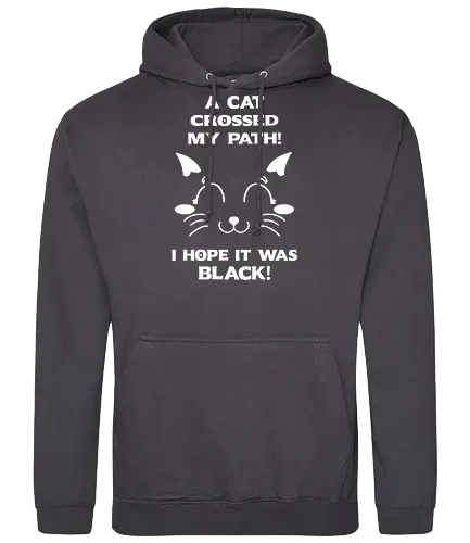 Eine schwarze Katze hat meinen Weg gekreuzt – ich liebe schwarze Katzen - schwarze katze, black cat, superstition, aberglaube, lustig, humor, sarkasmus, ironisch, katzenhumor, tierliebe, halloween, alternative stil, dark humor, katzenliebe, goth, gothic, popkultur, witziges motiv, funny design, geschenkidee, trendig, subkultur, cartoon katze, comic stil, meme stil, witch, wizard, black magic, kawaii, wiccan - Standard Hoodie