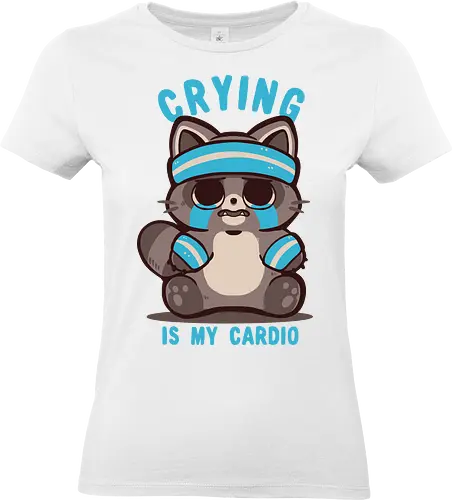 Crying is my Cardio Raccoon - Cardio-Training zum Heulen, lustiges Training, Fitnessstudio-Humor, crying cardio, funny workout, gym humor, fitness joke, raccoon, cardio humor, funny gym, workout meme, gym raccoon, lazy fitness, fitness pun, sweat tears - Standard T-Shirt (Women)