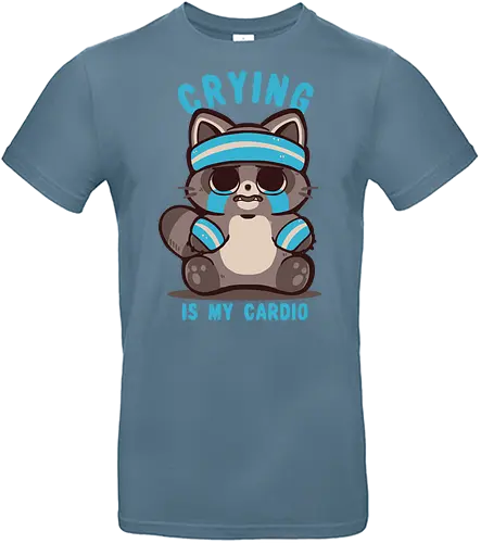 Crying is my Cardio Raccoon - Cardio-Training zum Heulen, lustiges Training, Fitnessstudio-Humor, crying cardio, funny workout, gym humor, fitness joke, raccoon, cardio humor, funny gym, workout meme, gym raccoon, lazy fitness, fitness pun, sweat tears - Standard T-Shirt