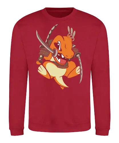 Samurai Starter - samurai charmander shirt, japanese warrior lizard tee, anime samurai mashup, fire lizard graphic t-shirt, katana wielding monster, shogun pocket monster apparel, cute samurai anime design, japanese armor lizard shirt, minimalist anime streetwear, fire type warrior top, funny samurai pet gift, bushido anime clothing, orange lizard swordsman, traditional japanese anime art, monster trainer gift, martial arts anime shirt, ronin fire creature, unique anime fan merch, heroic lizard graphic - Sweatshirt