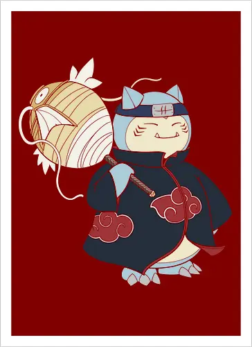 Relax Akatsuki - snorlax akatsuki shirt, shinobi snorlax t-shirt, anime mashup graphic tee, red cloud ninja cloak, sleeping pokemon ninja, akatsuki snorlax apparel, hidden mist headband shirt, samehada sword graphic, funny anime crossover top, minimalist anime streetwear, pocket monster ninja art, japanese pop culture clothing, otaku gift ideas, snorlax fan merchandise, ninja organization t-shirt, epic anime power up shirt, blue and navy anime design, gamer lifestyle apparel, legendary shinobi t-shirt - Artprint
