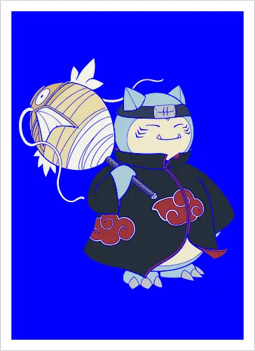 Relax Akatsuki - snorlax akatsuki shirt, shinobi snorlax t-shirt, anime mashup graphic tee, red cloud ninja cloak, sleeping pokemon ninja, akatsuki snorlax apparel, hidden mist headband shirt, samehada sword graphic, funny anime crossover top, minimalist anime streetwear, pocket monster ninja art, japanese pop culture clothing, otaku gift ideas, snorlax fan merchandise, ninja organization t-shirt, epic anime power up shirt, blue and navy anime design, gamer lifestyle apparel, legendary shinobi t-shirt - Artprint