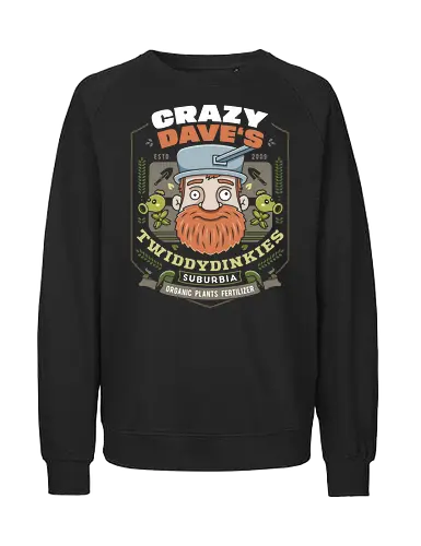 Crazy Dave Fertilizer Vintage - plants vs zombies, garden warfare, pvz, peashooter, sunflower, potato mine, frijol, video game, gaming, gamer, zombie, crazy dave, neighborville, super brainz, dr zomboss - Fairtrade Sweatshirt
