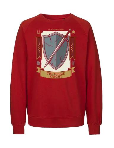 The Hedge Knight - the hedge knight shirt, seven kingdoms t-shirt, knight shield and sword graphic, high fantasy apparel, medieval heraldry clothing, chivalry t-shirt, battle worn shield design, knight errant gear, fantasy book lover gift, epic saga clothing, vintage knightly art, warrior house crest, medieval tournament tee, knightly armor illustration, fantasy world streetwear, heroic knight top, sword and shield graphic, historical fantasy merch, seven kingdoms lore shirt - Fairtrade Sweatshirt