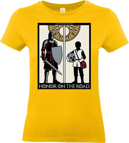 Honor on the Road - honor on the road shirt, knight and squire t-shirt, seven kingdoms graphic tee, high fantasy apparel, medieval knight clothing, master and apprentice shirt, wandering knight design, epic fantasy t-shirt, knightly honor top, fantasy book lover gift, vintage heraldry style, armored warrior apparel, medieval quest clothing, heroic silhouette shirt, sword and shield art, fantasy world streetwear, chivalry and honor tee, knightly duo graphic, seven kingdoms lore merch - Standard T-Shirt (Women)