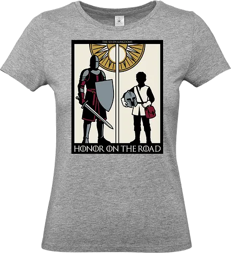Honor on the Road - honor on the road shirt, knight and squire t-shirt, seven kingdoms graphic tee, high fantasy apparel, medieval knight clothing, master and apprentice shirt, wandering knight design, epic fantasy t-shirt, knightly honor top, fantasy book lover gift, vintage heraldry style, armored warrior apparel, medieval quest clothing, heroic silhouette shirt, sword and shield art, fantasy world streetwear, chivalry and honor tee, knightly duo graphic, seven kingdoms lore merch - Standard T-Shirt (Women)