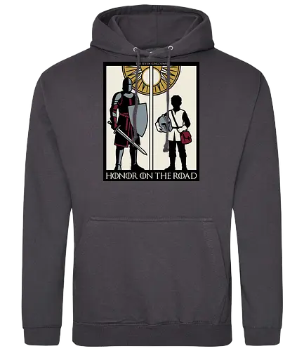 Honor on the Road - honor on the road shirt, knight and squire t-shirt, seven kingdoms graphic tee, high fantasy apparel, medieval knight clothing, master and apprentice shirt, wandering knight design, epic fantasy t-shirt, knightly honor top, fantasy book lover gift, vintage heraldry style, armored warrior apparel, medieval quest clothing, heroic silhouette shirt, sword and shield art, fantasy world streetwear, chivalry and honor tee, knightly duo graphic, seven kingdoms lore merch - Standard Hoodie