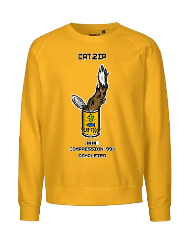 Lustige Geek-Katze für Food- und Computer-Nerds - popkultur, meme stil, witziges motiv, funny design, geschenkidee, trendig, tech lifestyle, tierillustration, katze, katzenliebhaber, geek, nerd, programmierer, coding, computer, pc, tech humor, foodie, essen, lustig, sarkasmus, nerd humor, comic stil, cartoon katze, kawaii - Fairtrade Sweatshirt