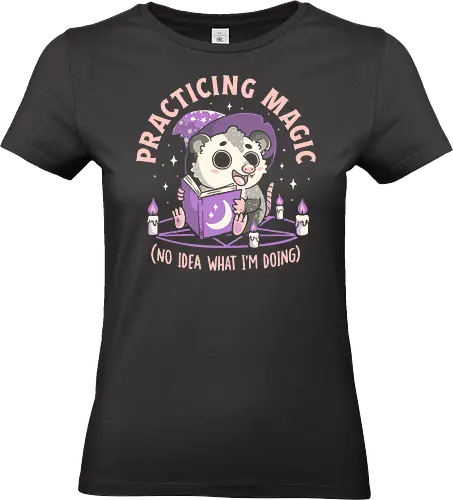 Practicing Magic - koalatees, koala, opossum, possum, witch, magic, wizard, pentagram, spellbook, candle, halloween, occult - Standard T-Shirt (Women)