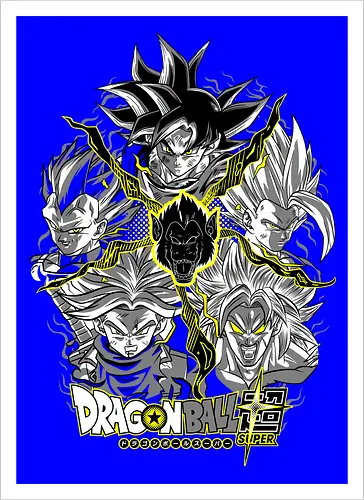 Super Saiyans - super saiyans, dragon ball z, goku super saiyan, gohan super saiyan, vegeta super saiyan, trunks super saiyan, broly super saiyan, saiyan warriors, shonen anime, anime art - Artprint
