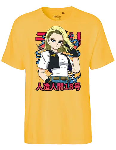 Android 18 - dragon ball z, android 18, anime girl, cyborg fighter, shonen anime, manga anime, japanese anime, anime art, otaku style - Fairtrade T-Shirt
