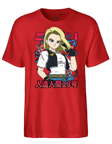 Android 18 - dragon ball z, android 18, anime girl, cyborg fighter, shonen anime, manga anime, japanese anime, anime art, otaku style - Fairtrade T-Shirt