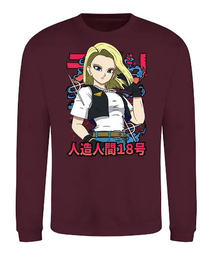 Android 18 - dragon ball z, android 18, anime girl, cyborg fighter, shonen anime, manga anime, japanese anime, anime art, otaku style - Sweatshirt