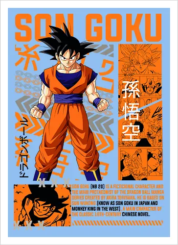Son Goku - dragon ball z, son goku, goku, anime hero, saiyan warrior, shonen anime, manga anime, japanese anime, anime art - Artprint
