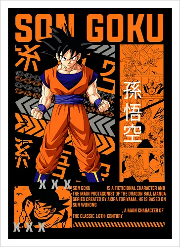 Son Goku - dragon ball z, son goku, goku, anime hero, saiyan warrior, shonen anime, manga anime, japanese anime, anime art - Artprint