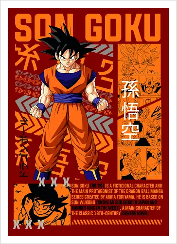 Son Goku - dragon ball z, son goku, goku, anime hero, saiyan warrior, shonen anime, manga anime, japanese anime, anime art - Artprint