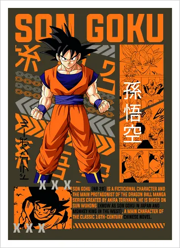 Son Goku - dragon ball z, son goku, goku, anime hero, saiyan warrior, shonen anime, manga anime, japanese anime, anime art - Artprint