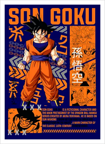 Son Goku - dragon ball z, son goku, goku, anime hero, saiyan warrior, shonen anime, manga anime, japanese anime, anime art - Artprint