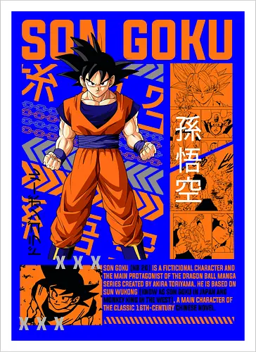 Son Goku - dragon ball z, son goku, goku, anime hero, saiyan warrior, shonen anime, manga anime, japanese anime, anime art - Artprint