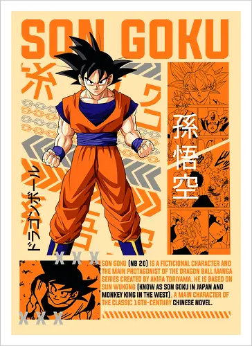 Son Goku - dragon ball z, son goku, goku, anime hero, saiyan warrior, shonen anime, manga anime, japanese anime, anime art - Artprint