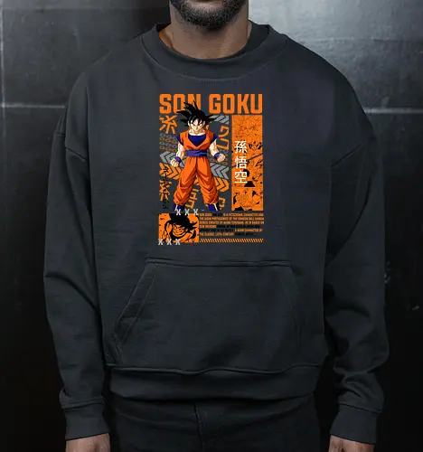 Son Goku - dragon ball z, son goku, goku, anime hero, saiyan warrior, shonen anime, manga anime, japanese anime, anime art - Cropped Sweatshirt