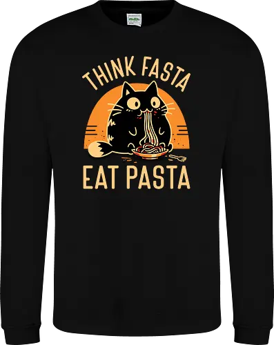 Think Fasta Eat Pasta - Funny Hungry Cat