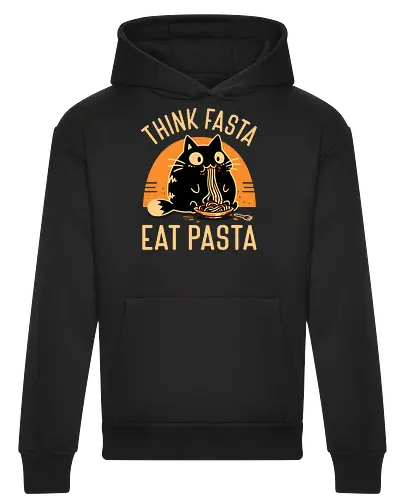 Think Fasta Eat Pasta - Funny Hungry Cat