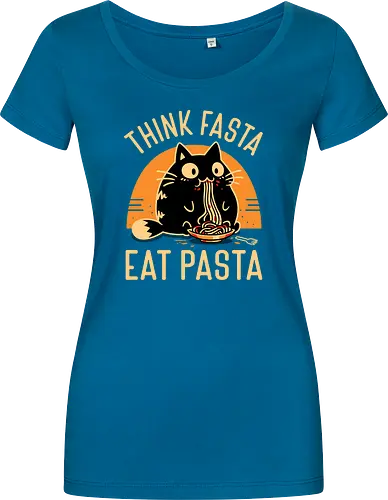 Think Fasta Eat Pasta - Funny Hungry Cat