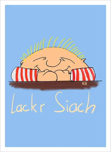 Lackr Siach, helle Schrift