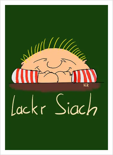 Lackr Siach, helle Schrift