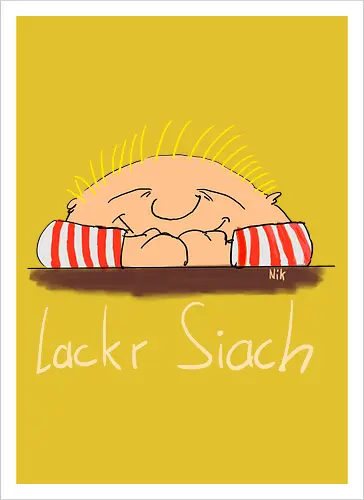 Lackr Siach, helle Schrift