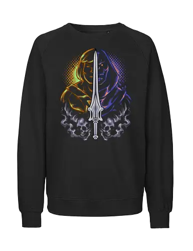 the strong one  - skeleton, guardian, villain, hero, halftone, cool, skull, strong, muscle, sword - Fairtrade Sweatshirt