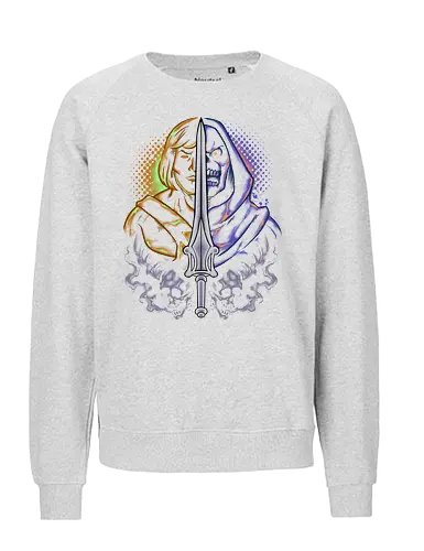 the strong one  - skeleton, guardian, villain, hero, halftone, cool, skull, strong, muscle, sword - Fairtrade Sweatshirt